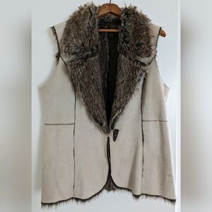 Reversible Faux Suede and Fur Sleeveless Jacket